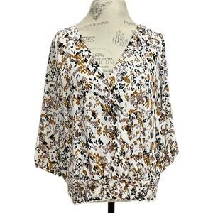 AUW Women's Blouse Elastic Waist Multicolor Size Large EUC